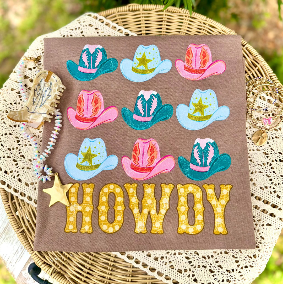 DEAL OF THE DAY - Cowboy Hats Howdy Brown Tee (FINAL SALE) - Tees - The Red Rival
