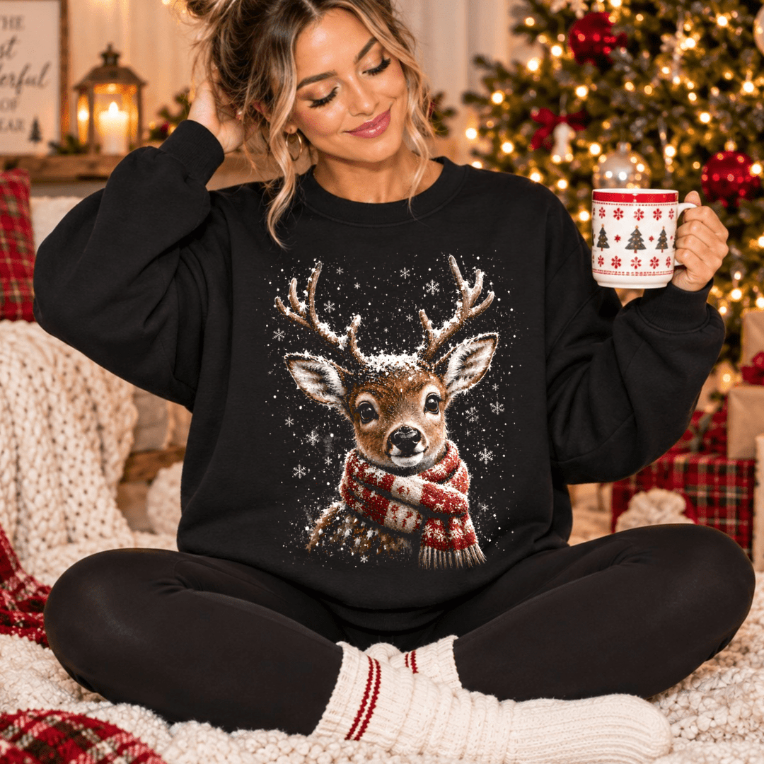 DEAL OF THE DAY - Cozy Deer Black Tee or Sweatshirt (FINAL SALE) - Tees - The Red Rival