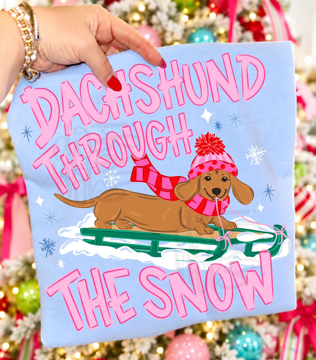 DEAL OF THE DAY - Dachshund Through the Snow Blue Tee (FINAL SALE) - Tees - The Red Rival