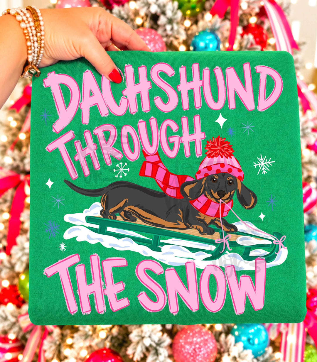 DEAL OF THE DAY - Dark Dachshund Through the Snow Green Tee or Sweatshirt (FINAL SALE) - Tees - The Red Rival