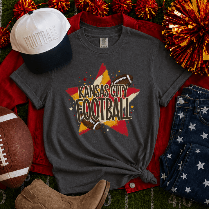 DEAL OF THE DAY - Distressed Kansas City Football Star Pepper Tee - FINAL SALE - Graphic Tee - The Red Rival