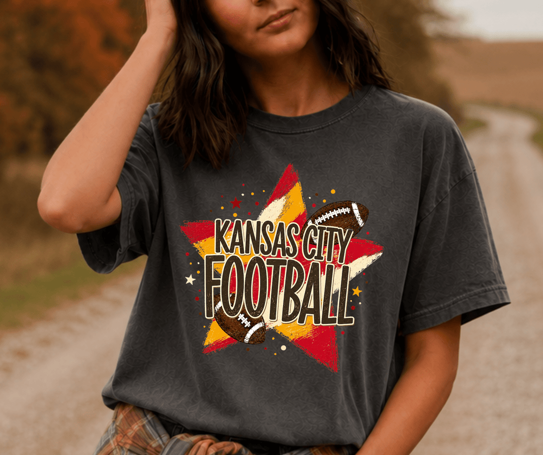 DEAL OF THE DAY - Distressed Kansas City Football Star Pepper Tee - FINAL SALE - Graphic Tee - The Red Rival