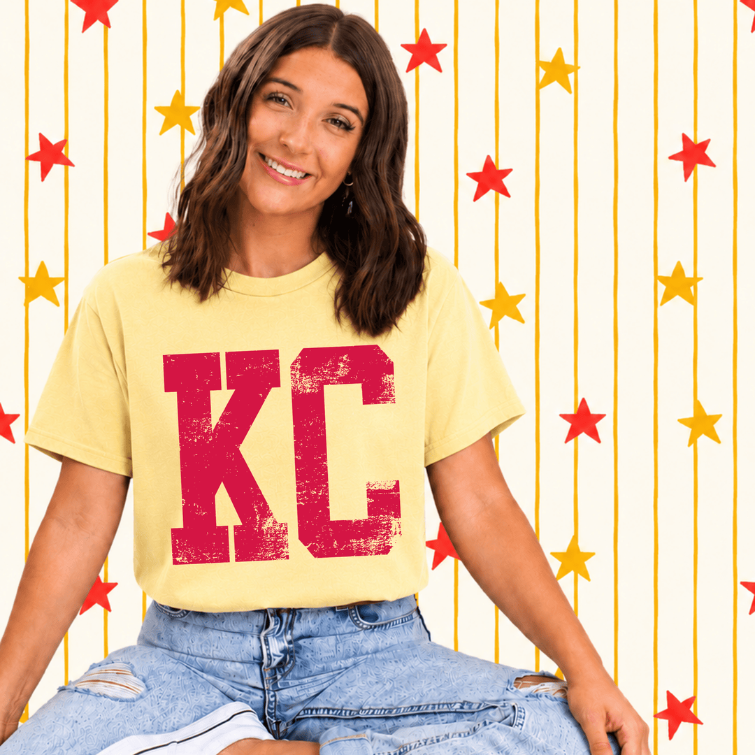 DEAL OF THE DAY - Distressed Red KC Butter Tee - (FINAL SALE) - Tees - The Red Rival
