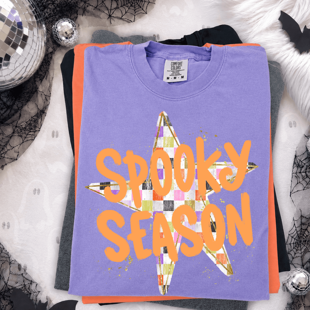 DEAL OF THE DAY - Distressed Spooky Season Star Violet Tee (FINAL SALE) - Tees - The Red Rival