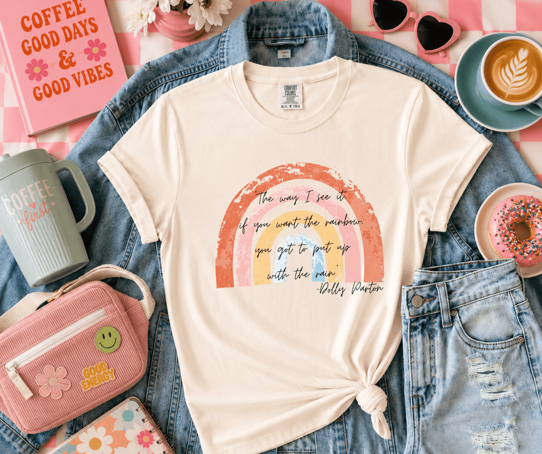 DEAL OF THE DAY - Dolly Rainbow Quote Ivory Tee - (FINAL SALE) - Tees - The Red Rival