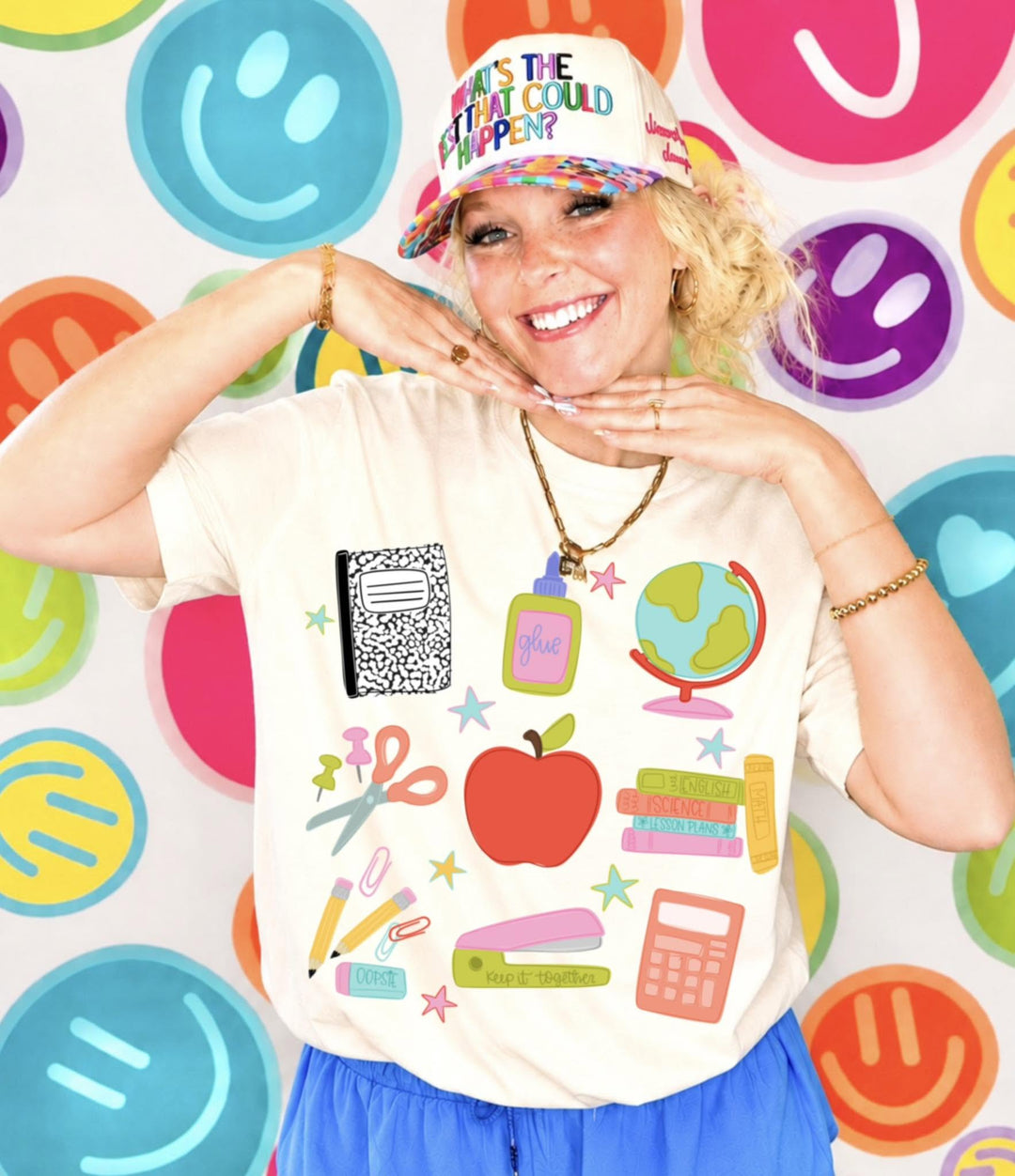 DEAL OF THE DAY - Doodle School Icons Ivory Tee - FINAL SALE - Graphic Tee - The Red Rival