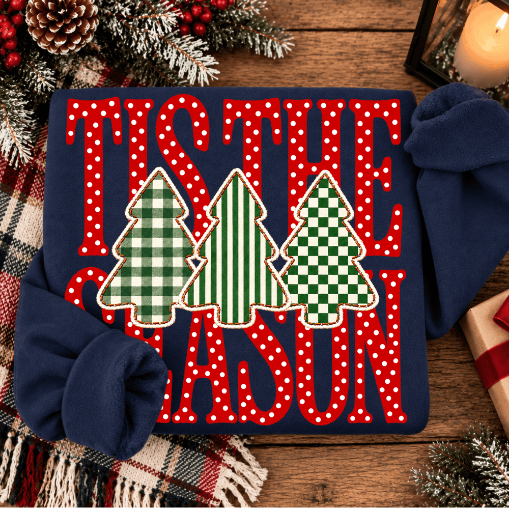 DEAL OF THE DAY - Dot Tis the Season Trees NAVY Tee or Sweatshirt - FINAL SALE - Graphic Tee - The Red Rival