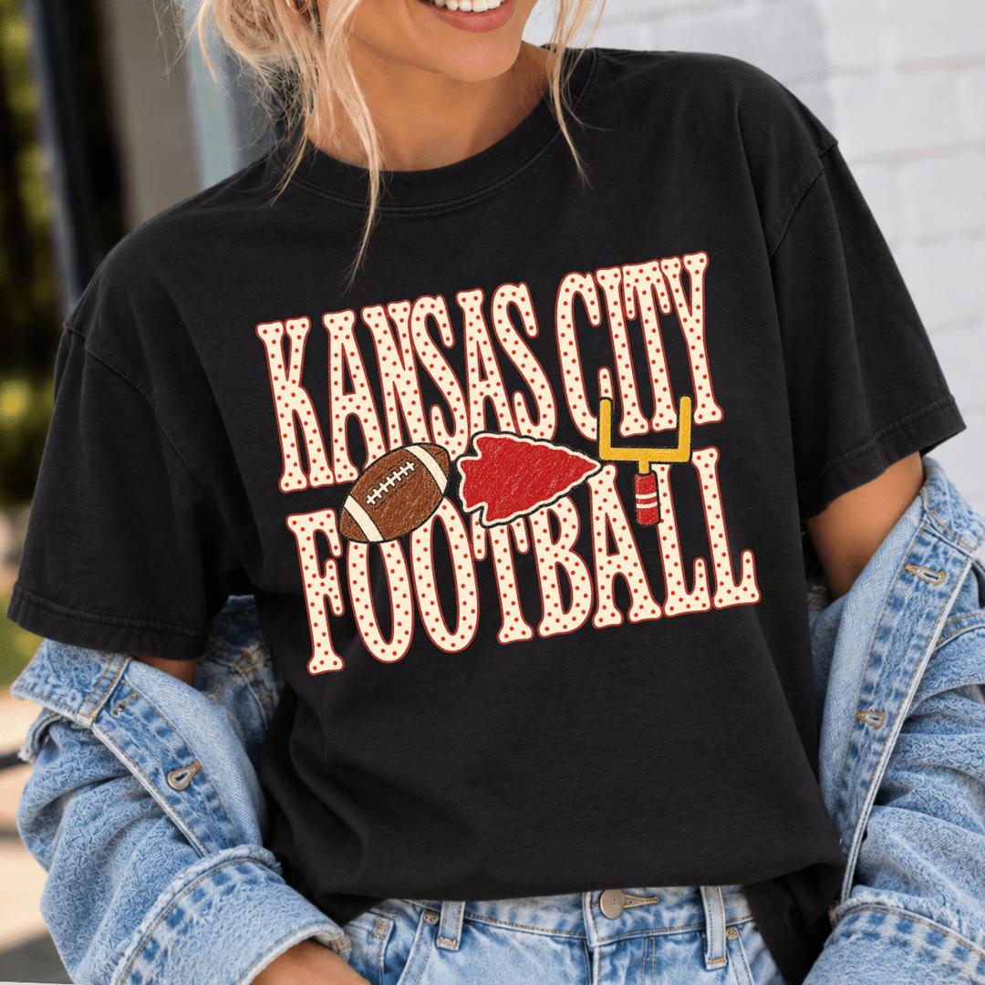 DEAL OF THE DAY - Dot Trio Kansas City Football Black Tee or Sweatshirt (FINAL SALE) - Tees - The Red Rival