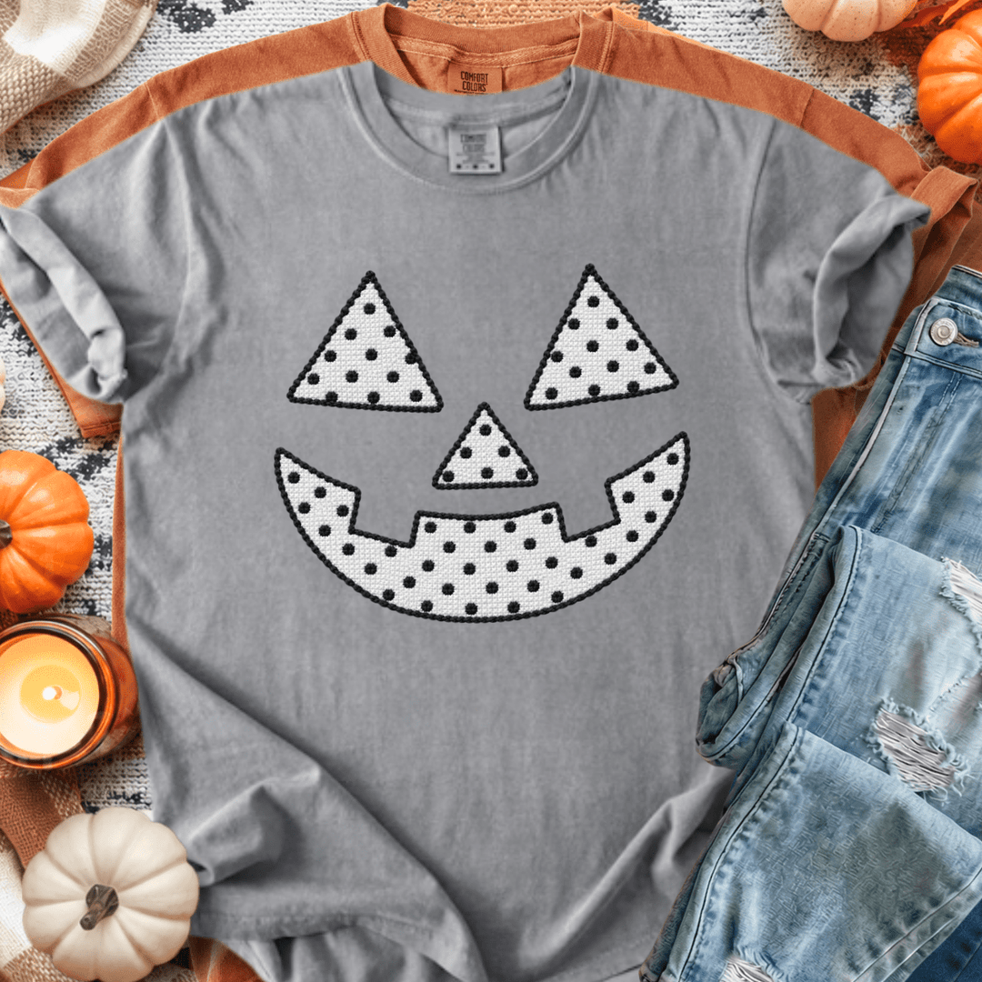 DEAL OF THE DAY - Dots Jack-O-Lantern Grey Tee (FINAL SALE) - Tees - The Red Rival