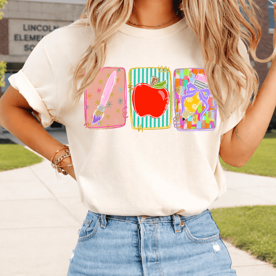 DEAL OF THE DAY - Education Doodle Frames Ivory Tee (FINAL SALE) - Tees - The Red Rival
