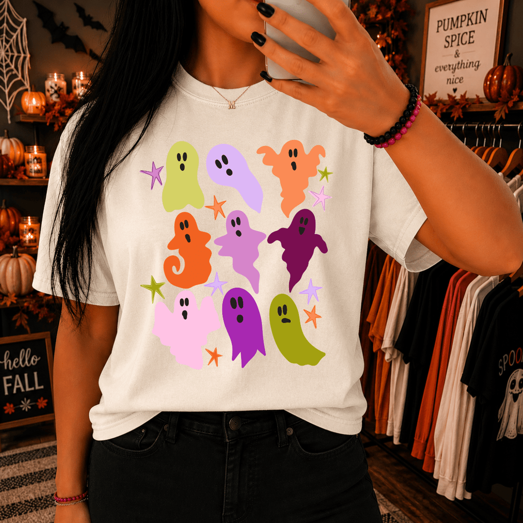 DEAL OF THE DAY - Fall Colored Ghost Collage Ivory Tee (FINAL SALE) - Tees - The Red Rival