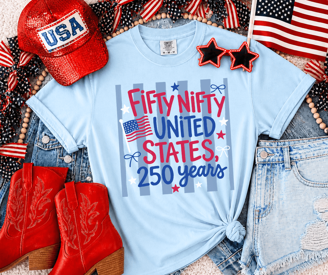 DEAL OF THE DAY - Fifty Nifty 250 Years Light Blue Tee (FINAL SALE) - Tees - The Red Rival