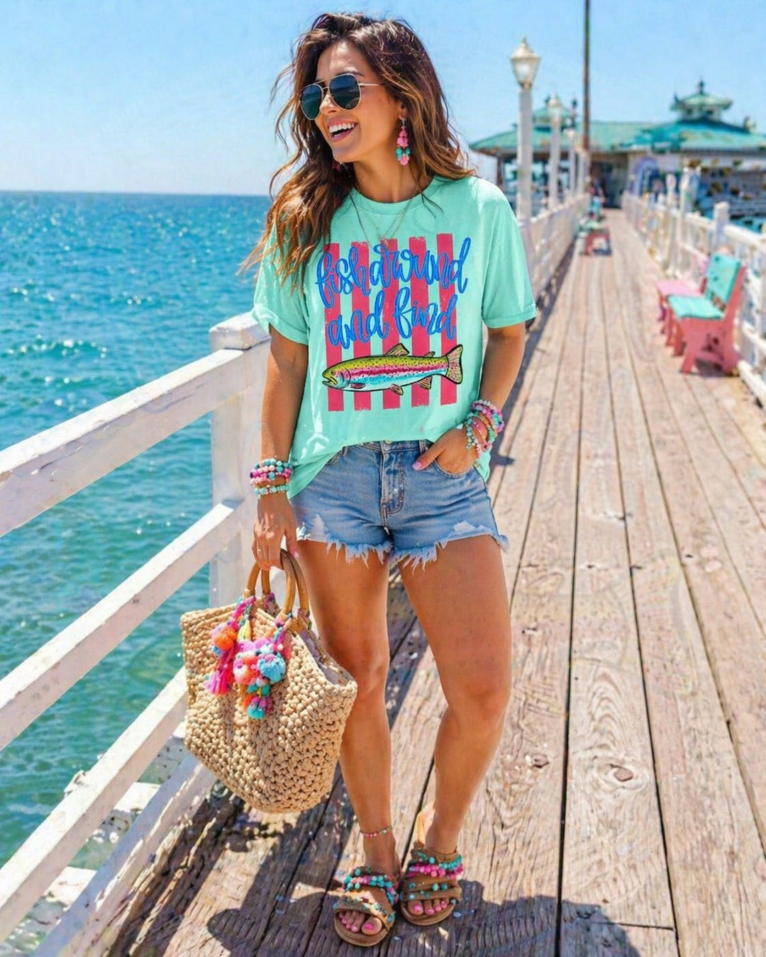 DEAL OF THE DAY - Fish Around and Find Trout Mint Tee (FINAL SALE) - Tees - The Red Rival