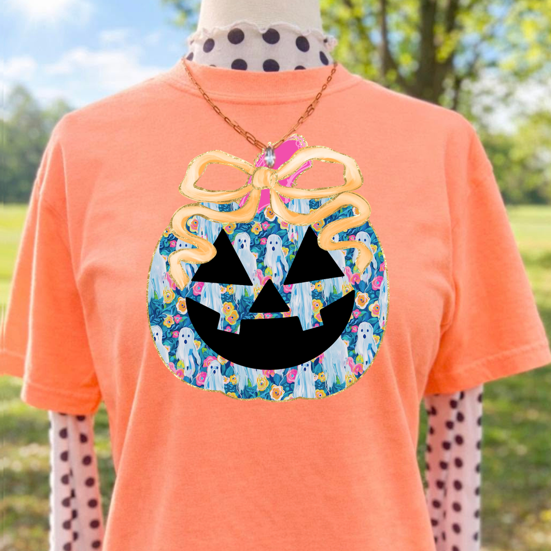 DEAL OF THE DAY - Floral Jack-O-Lantern Neon Cantaloupe Tee (FINAL SALE) - Tees - The Red Rival