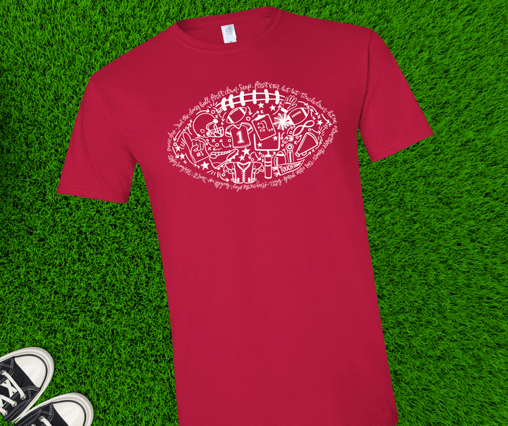 DEAL OF THE DAY - Football Icons Collage (Pick your tee color) (FINAL SALE) - Graphic Tee - The Red Rival