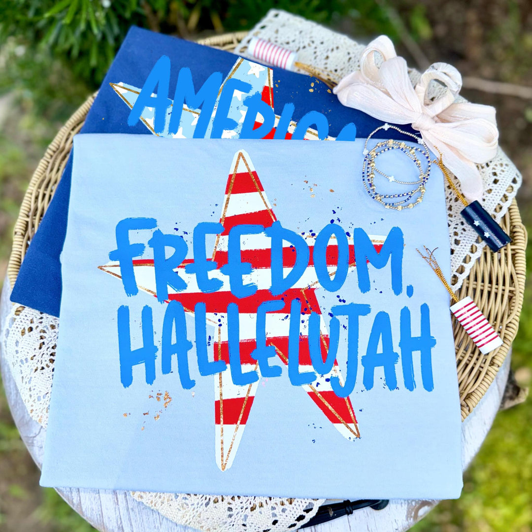 DEAL OF THE DAY - Freedom Hallelujah Light Blue Tee (FINAL SALE) - Tees - The Red Rival