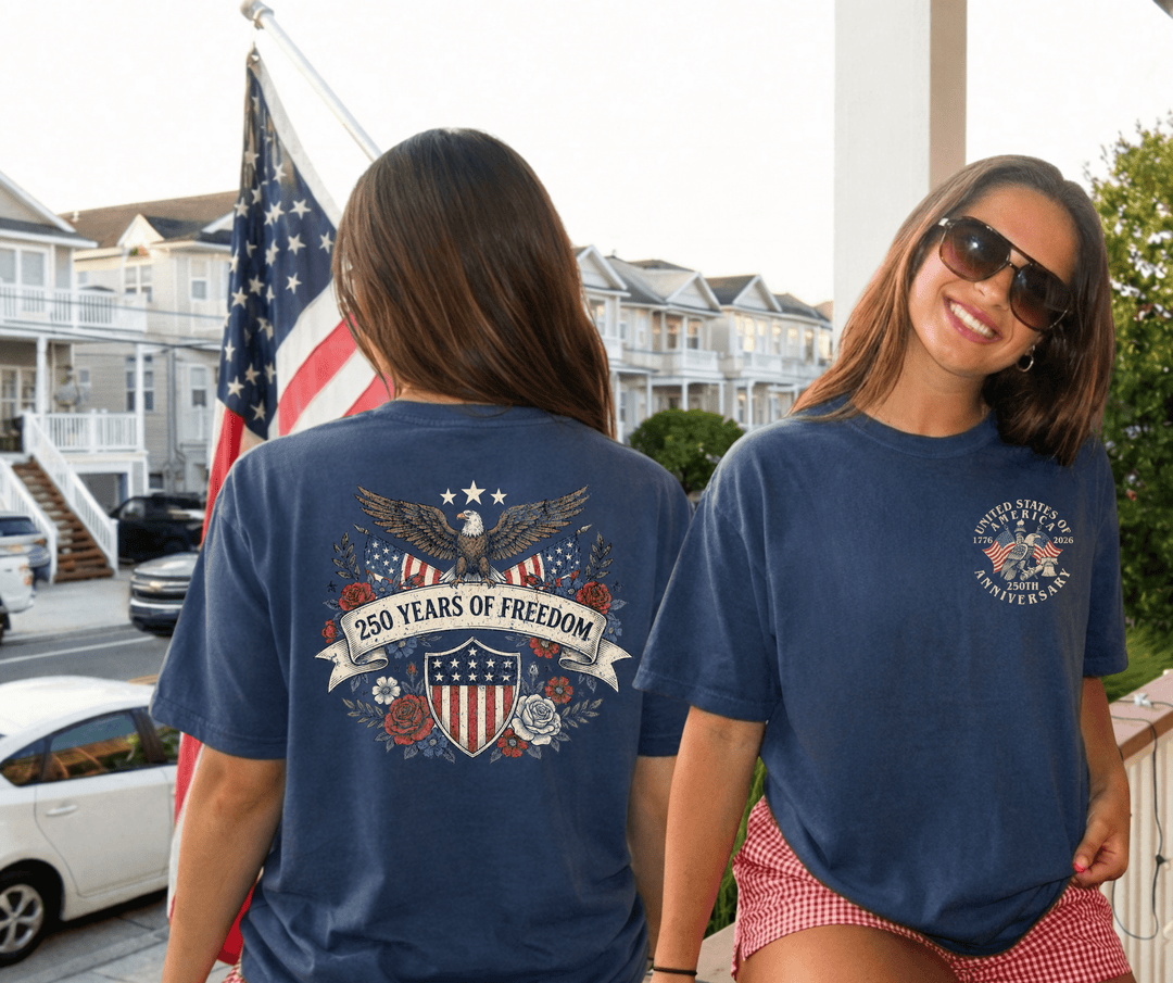 DEAL OF THE DAY - Front/Back 250 Years of Freedom Navy Tee (FINAL SALE) - Graphic Tee - The Red Rival