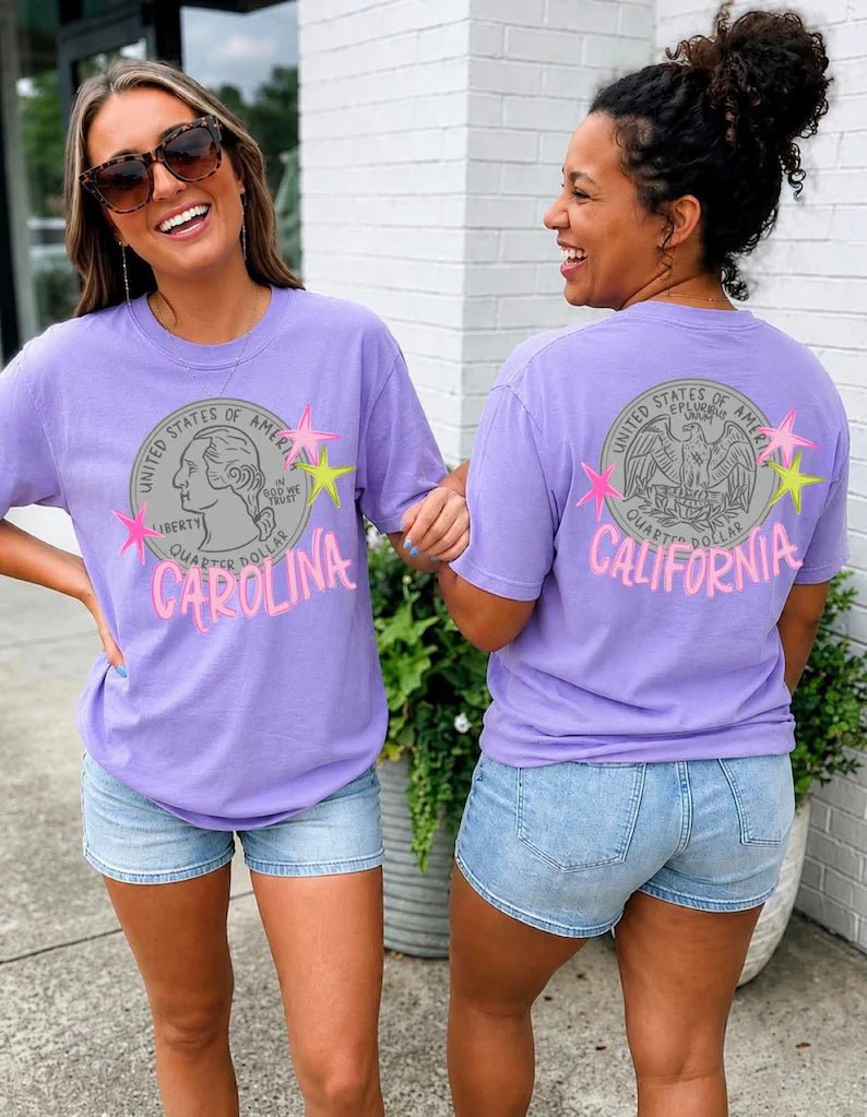 DEAL OF THE DAY - Front/Back Carolina/California Purple Tee (FINAL SALE) - Tees - The Red Rival