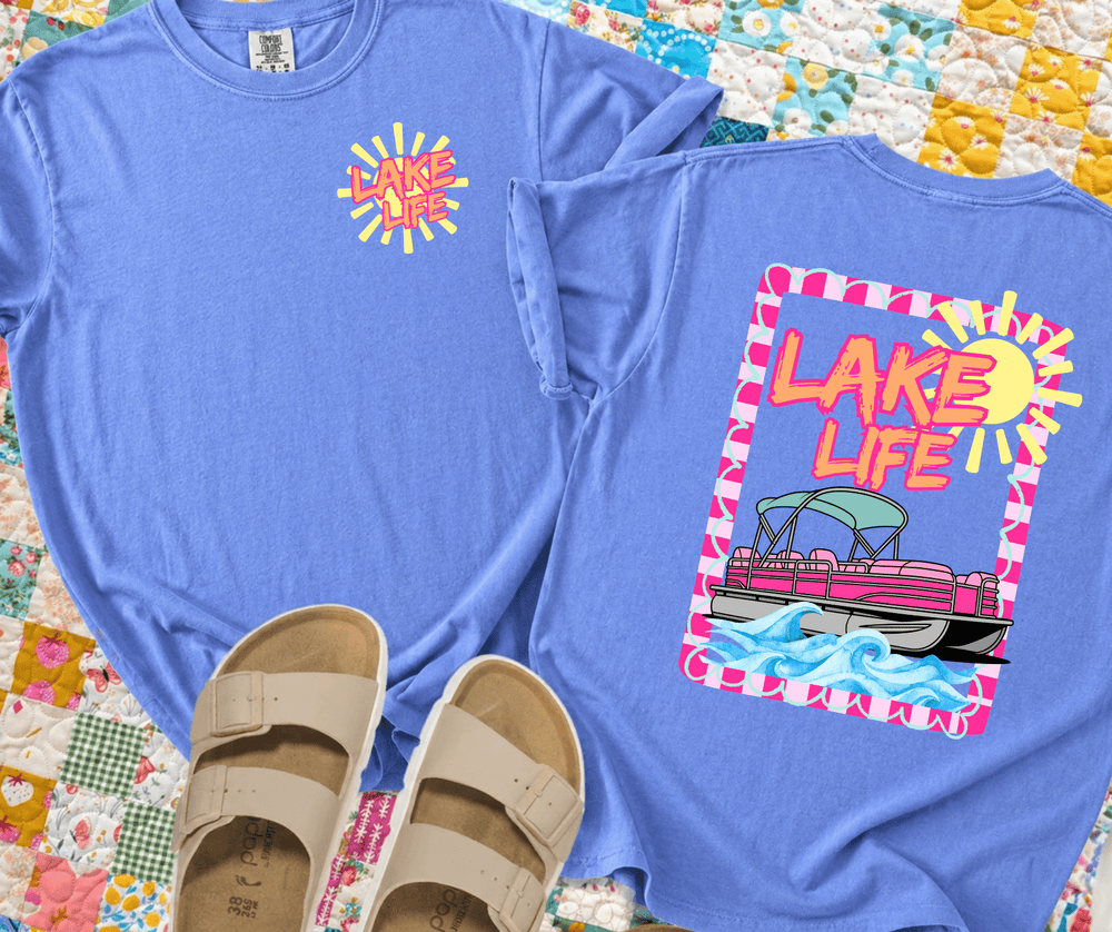 DEAL OF THE DAY - Front/Back Lake Life Pontoon Blue Tee (FINAL SALE) - Graphic Tee - The Red Rival