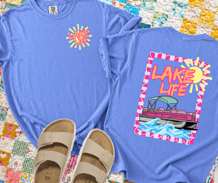 DEAL OF THE DAY - Front/Back Lake Life Pontoon Blue Tee (FINAL SALE) - Graphic Tee - The Red Rival