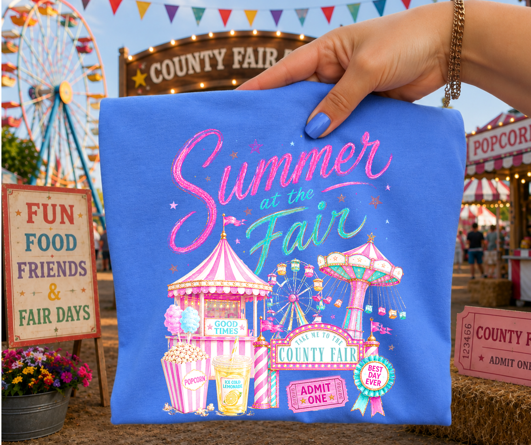 DEAL OF THE DAY - Generic Pink Summer at the Fair on Blue Tee - FINAL SALE - Tees - The Red Rival