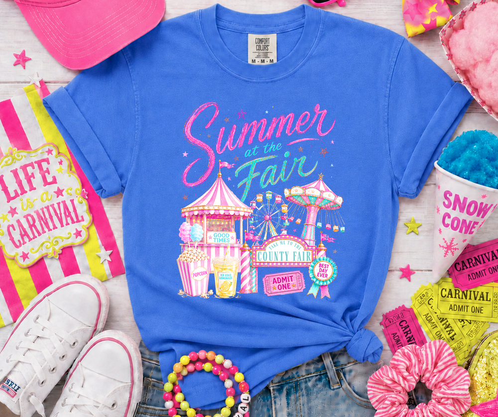 DEAL OF THE DAY - Generic Pink Summer at the Fair on Blue Tee - FINAL SALE - Tees - The Red Rival