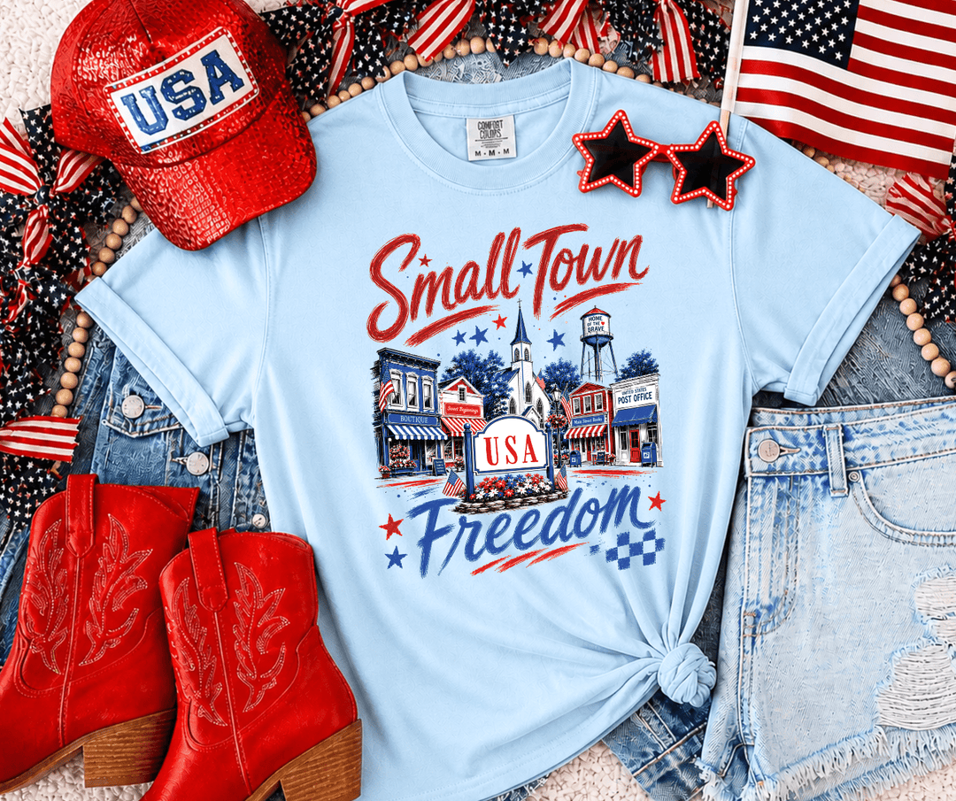 DEAL OF THE DAY - Generic Small Town Freedom Light Blue Tee (FINAL SALE) - Tees - The Red Rival