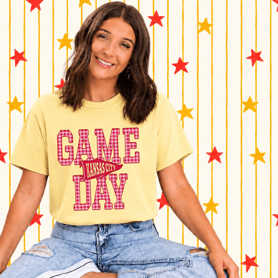 DEAL OF THE DAY - Gingham Kansas City Game Day Butter Tee - (FINAL SALE) - Tees - The Red Rival