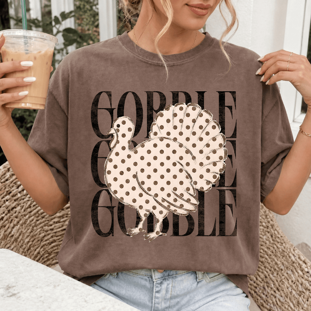 DEAL OF THE DAY - Gobble Repeat Dot Turkey Brown Tee (FINAL SALE) - Tees - The Red Rival