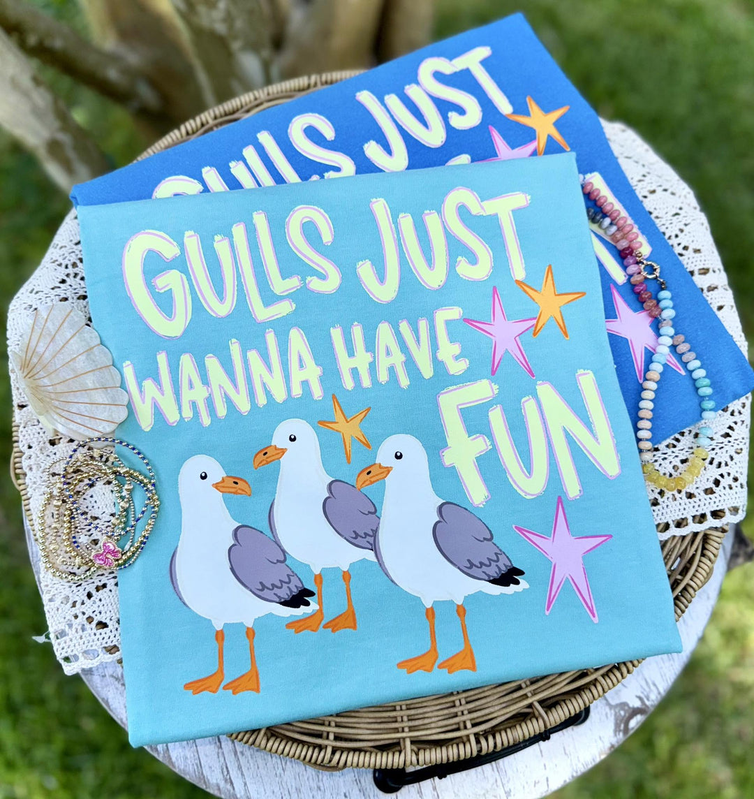 DEAL OF THE DAY - Gulls Just Wanna Have Fun Blue Tee (FINAL SALE) - Tees - The Red Rival
