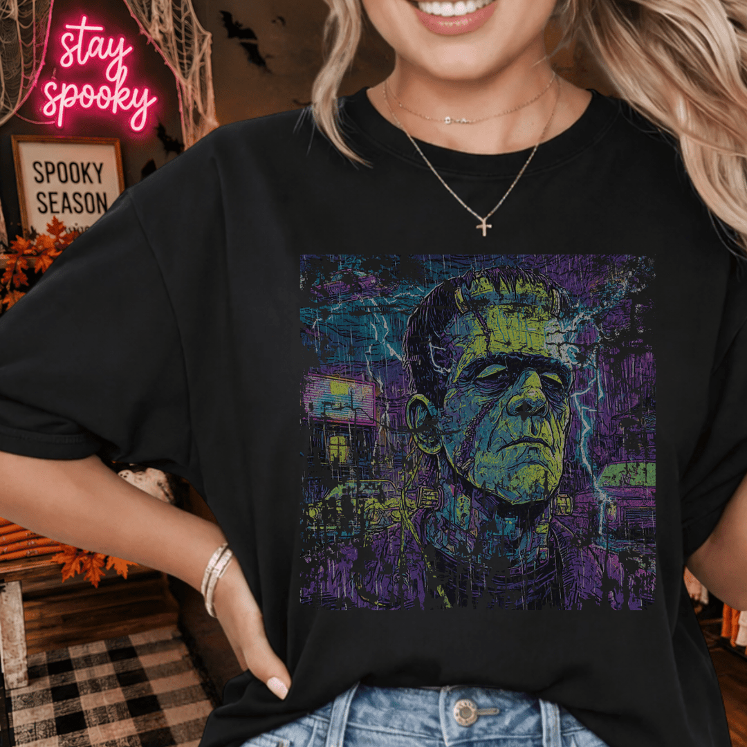 DEAL OF THE DAY - Halftone Frankenstein Black Tee (FINAL SALE) - Tees - The Red Rival