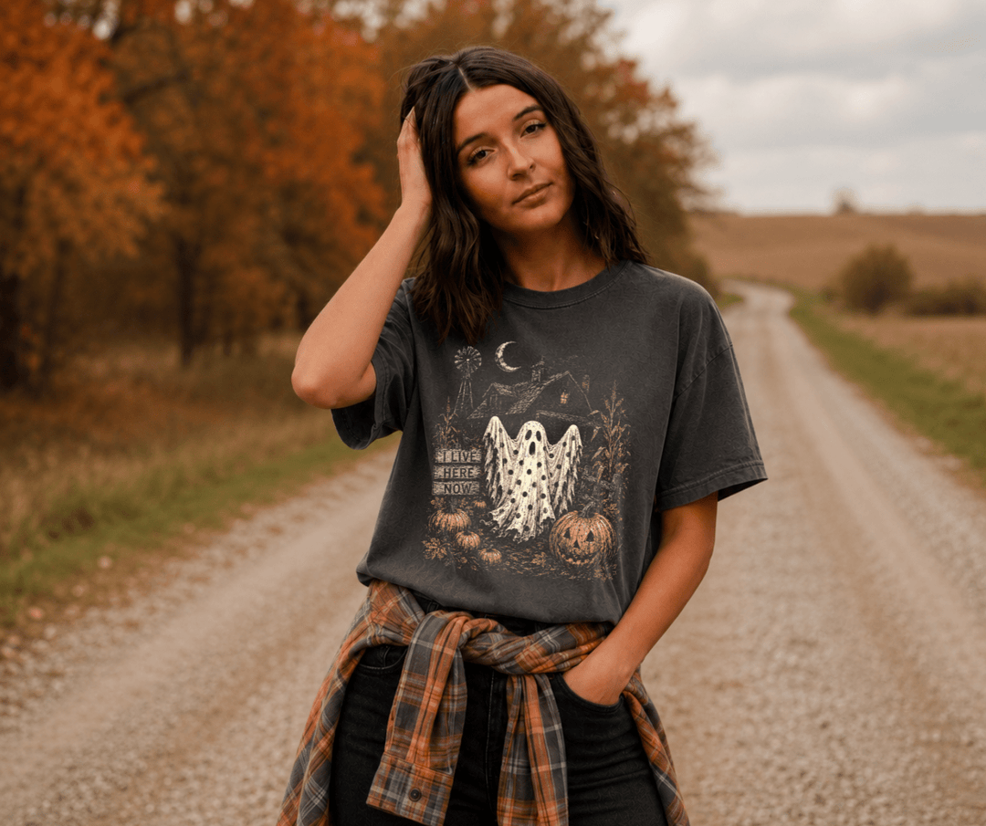 DEAL OF THE DAY - Halftone I Live Here now Ghost Pepper Tee - FINAL SALE - Graphic Tee - The Red Rival