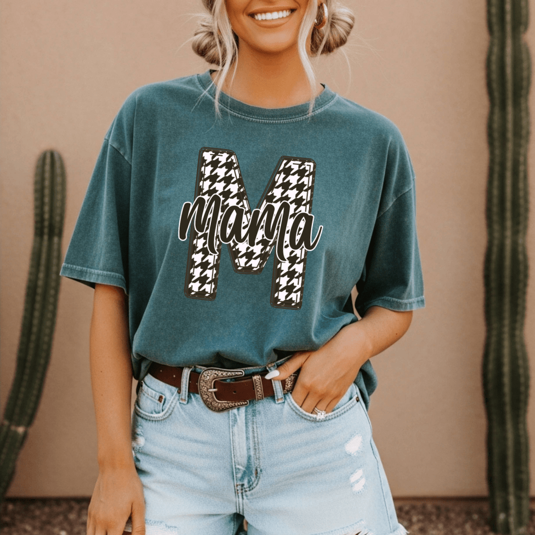 DEAL OF THE DAY - Houndstooth Mama M Green Tee (FINAL SALE) - Tees - The Red Rival