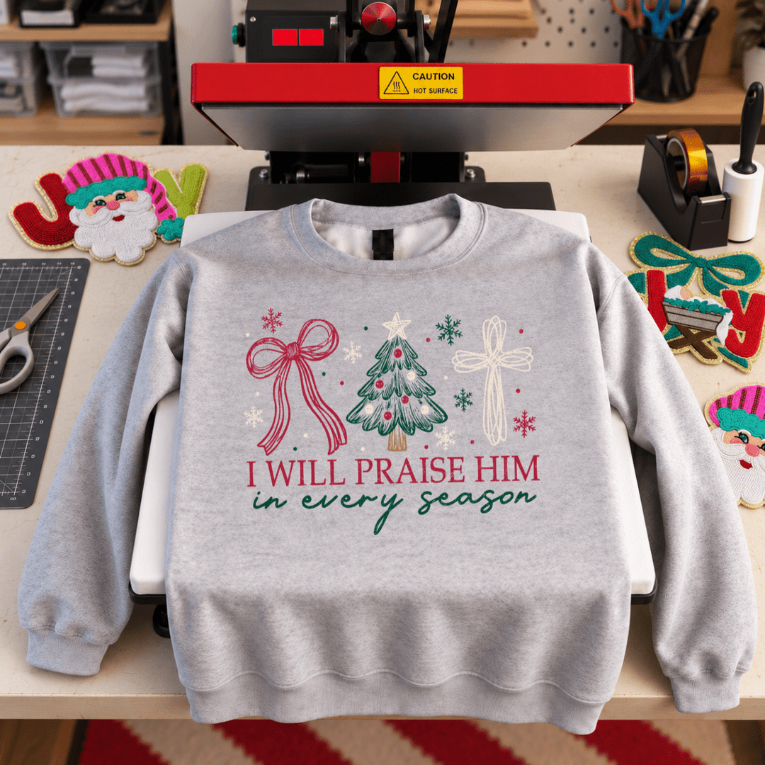 DEAL OF THE DAY - I Will Praise Him In Every Season Grey Tee or Sweatshirt (FINAL SALE) - Tees - The Red Rival