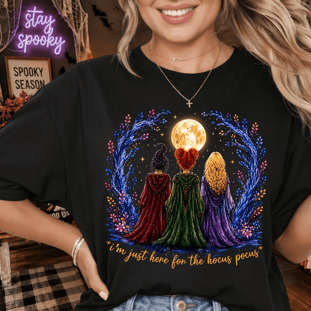 DEAL OF THE DAY - I'm Just Here for the Hocus Pocus Black Tee - (FINAL SALE) - Tees - The Red Rival