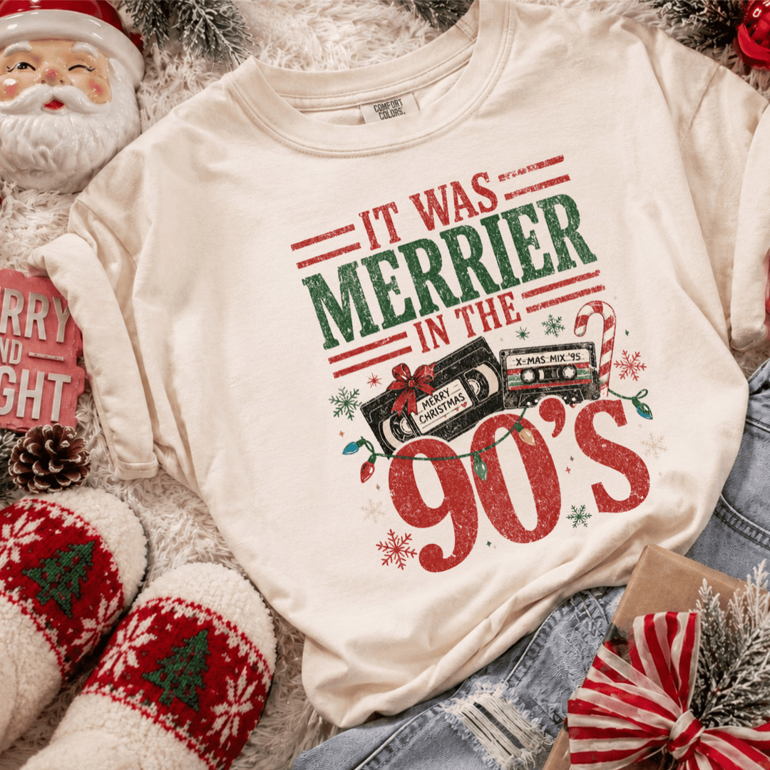 DEAL OF THE DAY - It Was Merrier in the 90s Tan Tee or Sweatshirt (FINAL SALE) - Tees - The Red Rival