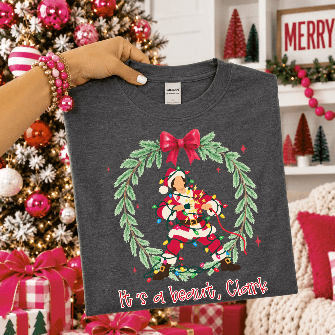 DEAL OF THE DAY - It's a beaut, clark wreath Dark Heather Grey Tee or Sweatshirt (FINAL SALE) - Wholesale - The Red Rival