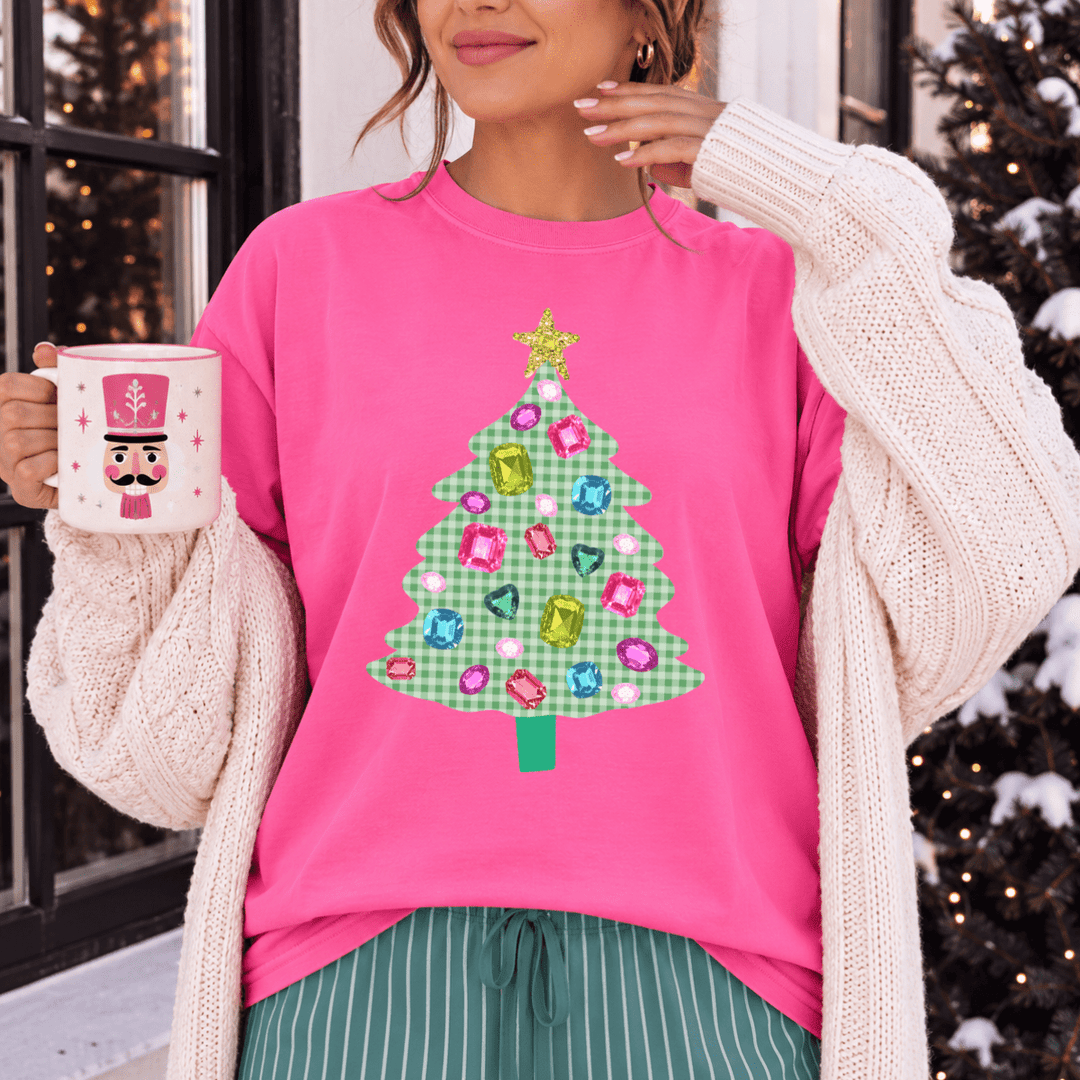 DEAL OF THE DAY - Jeweled Tree Neon Pink Tee or Sweatshirt - FINAL SALE - Graphic Tee - The Red Rival