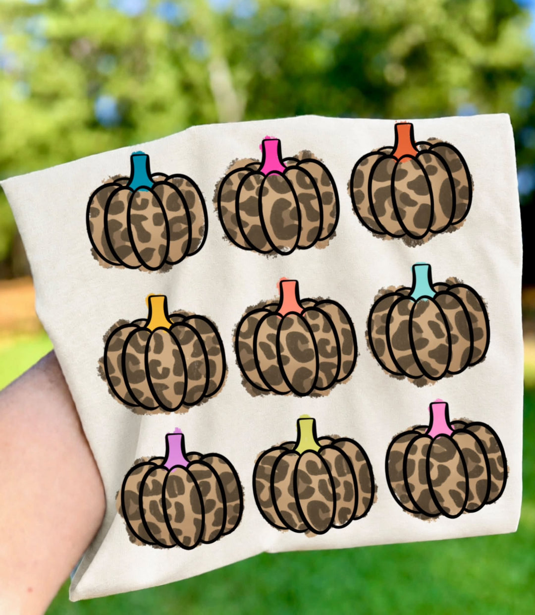 DEAL OF THE DAY - Leopard Pumpkins Pattern Ivory Tee - (FINAL SALE) - Tees - The Red Rival