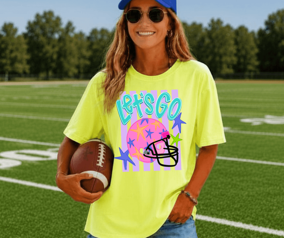 DEAL OF THE DAY - Let's Go Football Helmet Yellow Tee (FINAL SALE) - Graphic Tee - The Red Rival