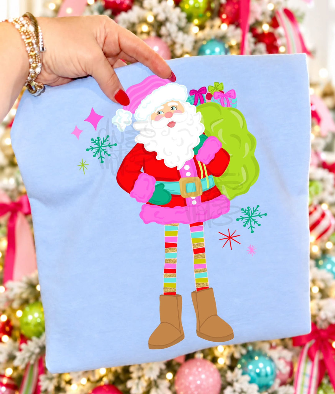 DEAL OF THE DAY - Long Leg Santa Blue Tee (FINAL SALE) - Tees - The Red Rival