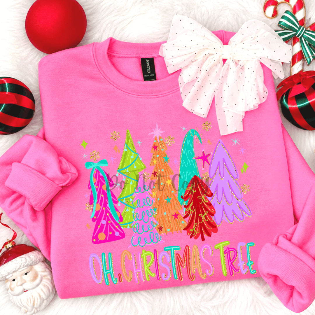 DEAL OF THE DAY - Neon Oh Christmas Tree Neon Pink Tee or Sweatshirt - FINAL SALE - Graphic Tee - The Red Rival