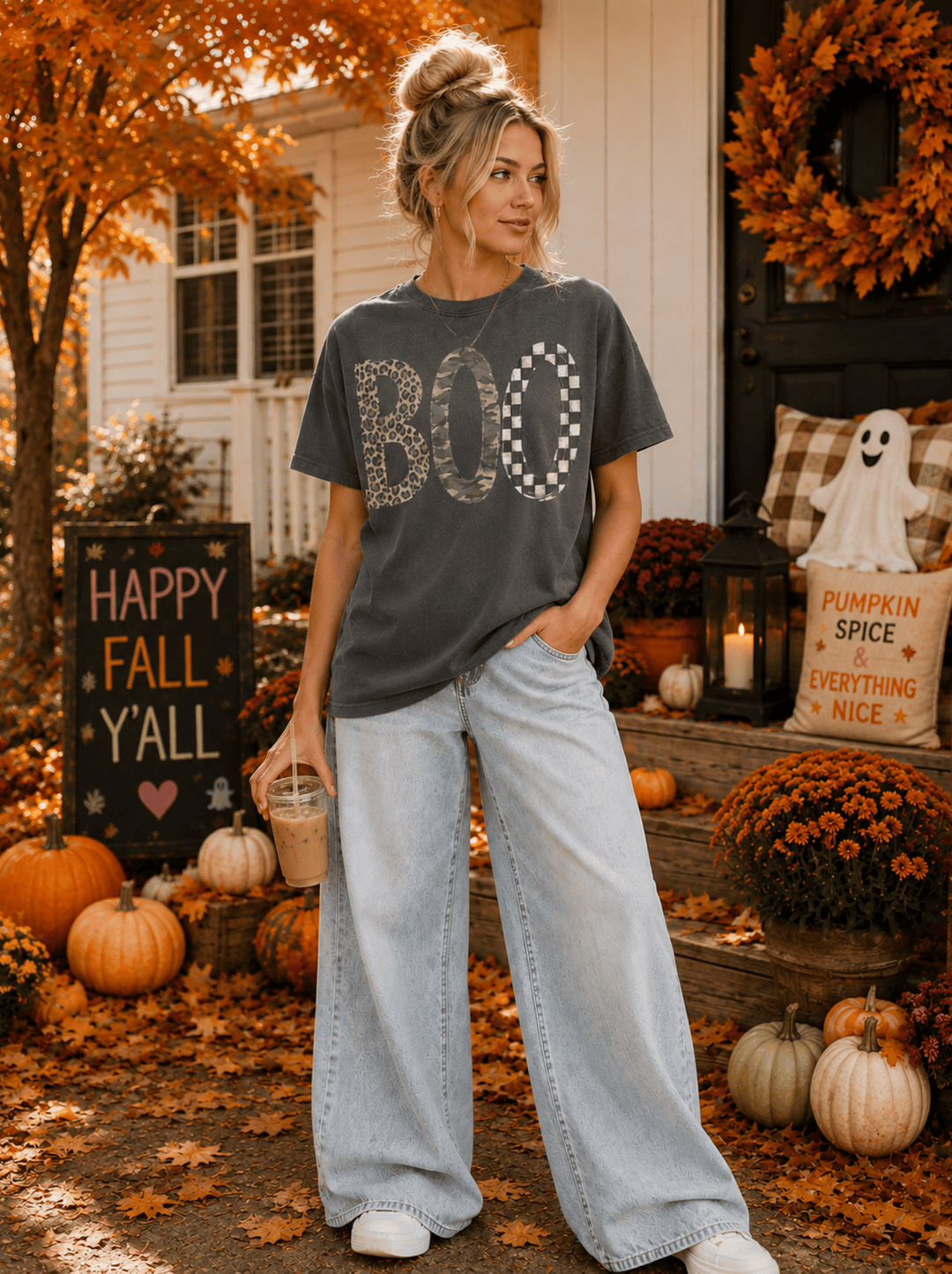 DEAL OF THE DAY - Neutral Patterned BOO Pepper Tee (FINAL SALE) - Tees - The Red Rival