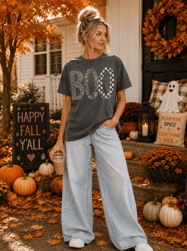 DEAL OF THE DAY - Neutral Patterned BOO Pepper Tee (FINAL SALE) - Tees - The Red Rival
