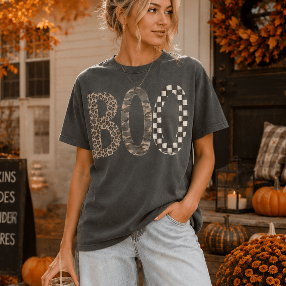 DEAL OF THE DAY - Neutral Patterned BOO Pepper Tee (FINAL SALE) - Tees - The Red Rival