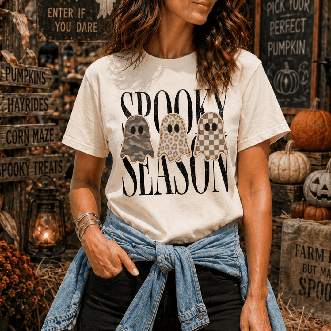 DEAL OF THE DAY - Neutral Patterned Spooky Season Ivory Tee (FINAL SALE) - Tees - The Red Rival