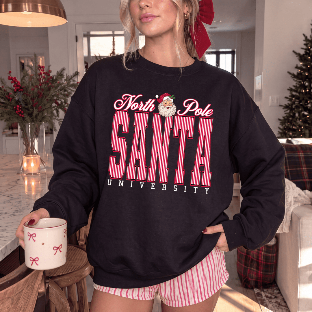 DEAL OF THE DAY - North Pole Santa University Black Tee or Sweatshirt (FINAL SALE) - Tees - The Red Rival
