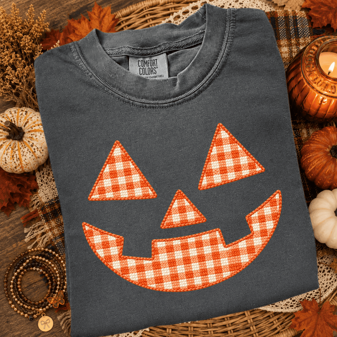 DEAL OF THE DAY - Orange Gingham Jack-O-Lantern Pepper Tee (FINAL SALE) - Tees - The Red Rival