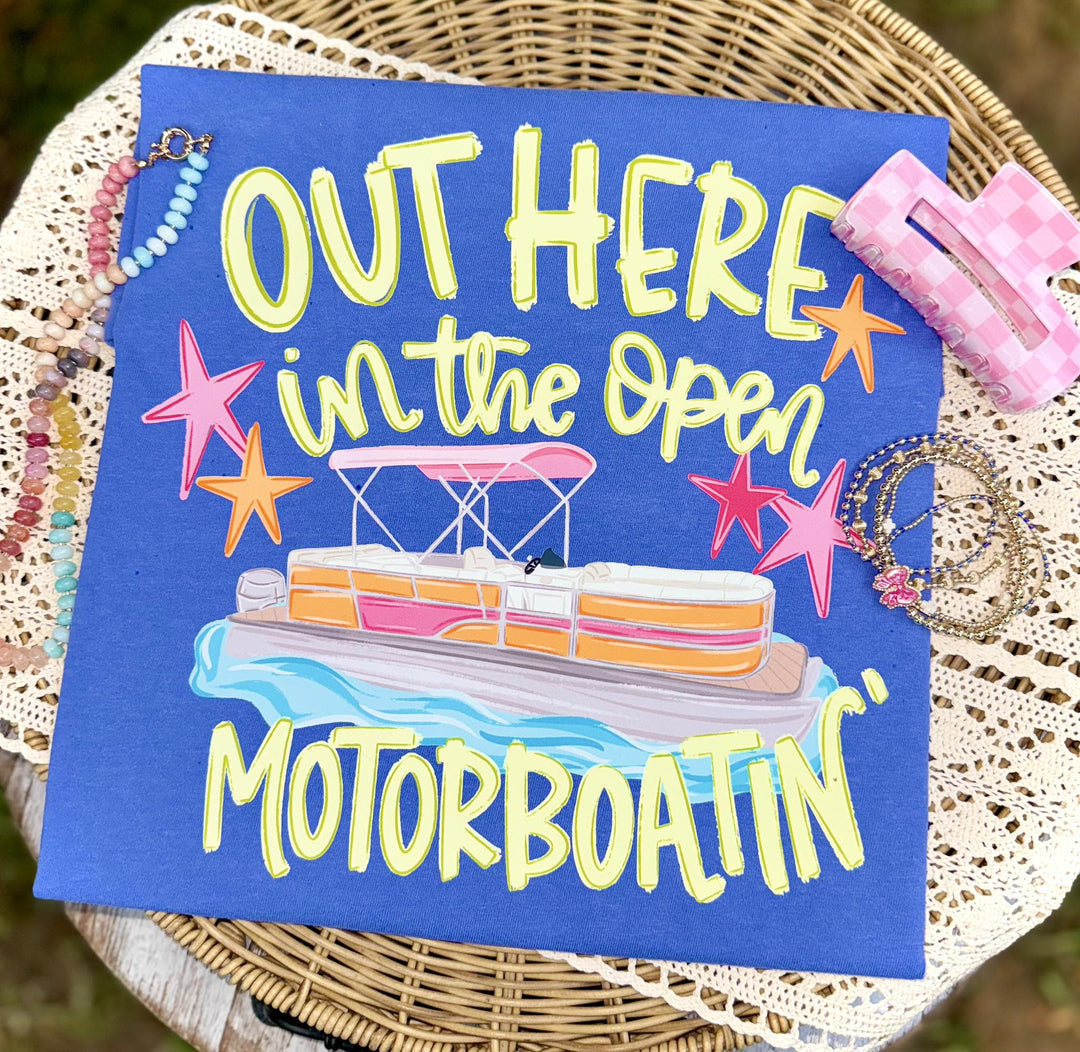 DEAL OF THE DAY - Out Here In The Open Motorboatin' Blue Tee (FINAL SALE) - Tees - The Red Rival
