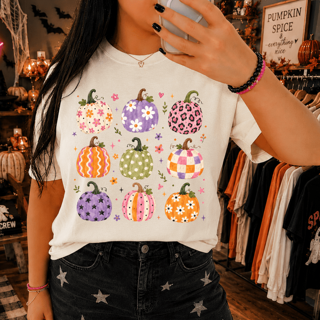 DEAL OF THE DAY - Pastel Funky Pumpkins Ivory Tee (FINAL SALE) - Tees - The Red Rival